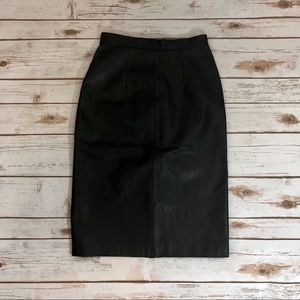 VINTAGE BRASS PLUM! Leather pencil skirt